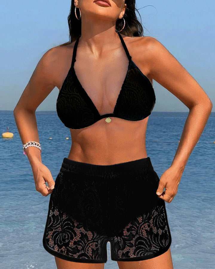 Laluna | Ensemble de bikini élégant en dentelle unie