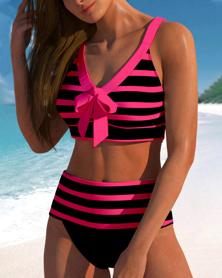 Laluna | Bikini rayé taille haute