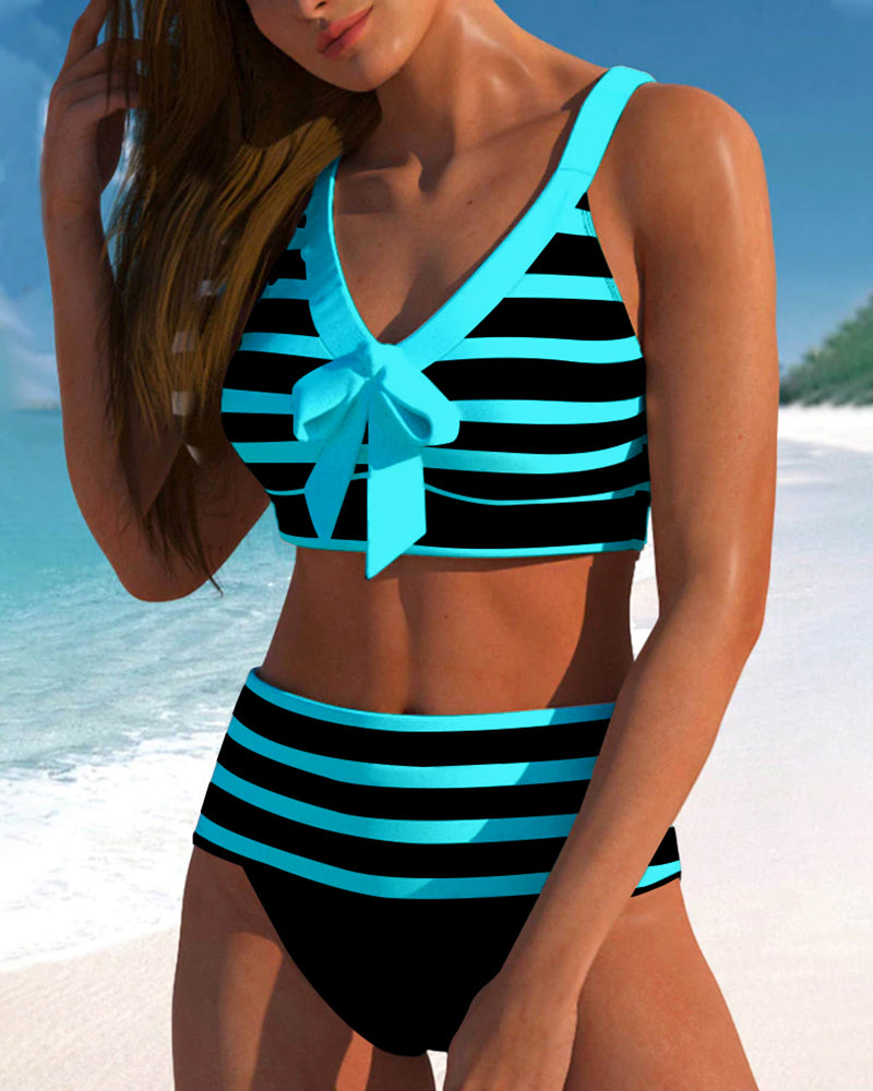 Laluna | Bikini rayé taille haute