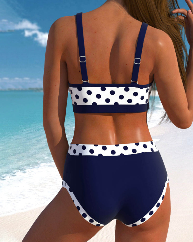 Liesbeth | Bikini Taille Haute à Pois avec Design Patchwork