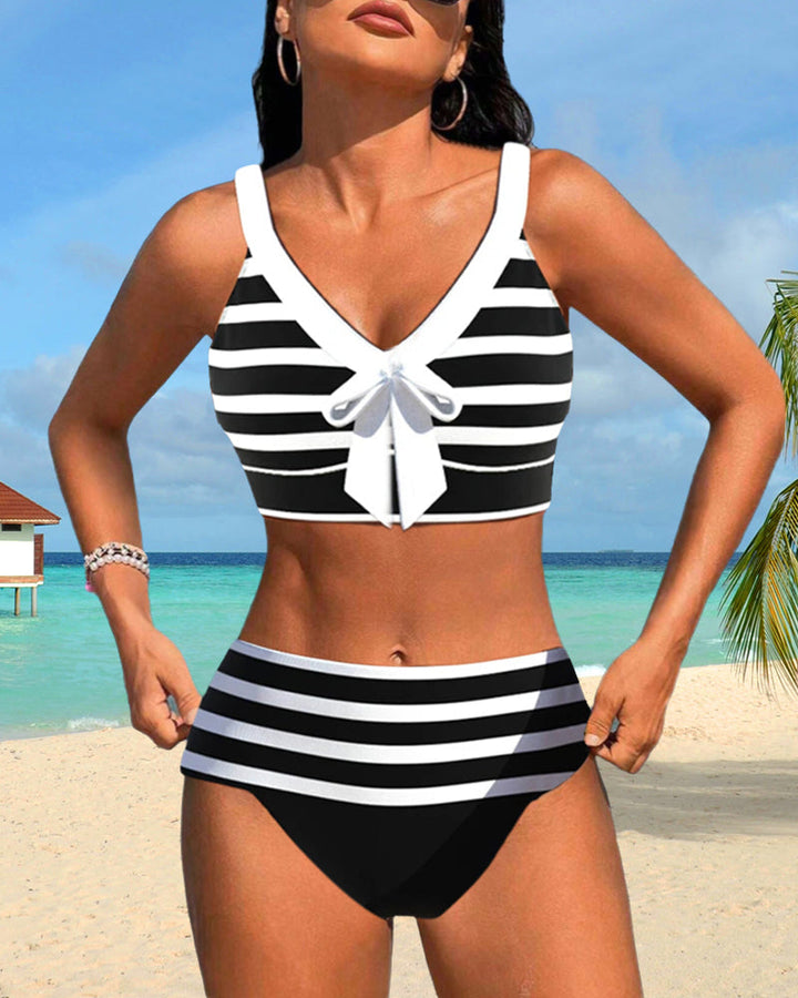 Laluna | Bikini rayé taille haute