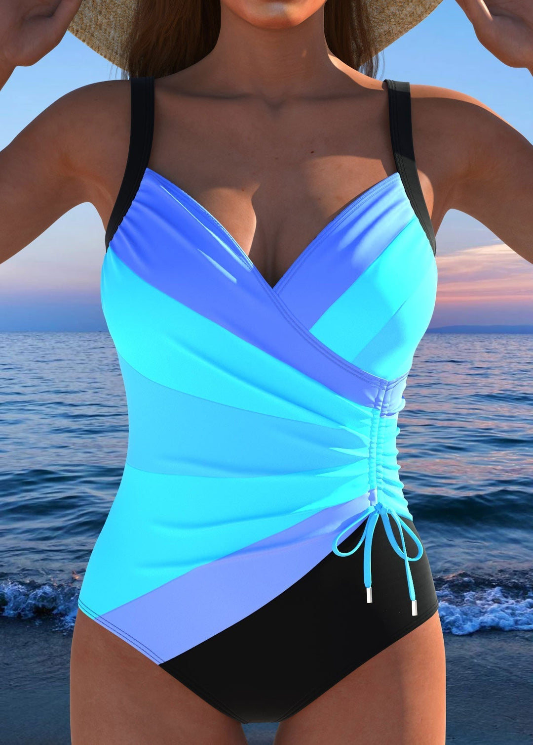 Maillot de Bain Luxe Croisé avec Imprimé Coloré