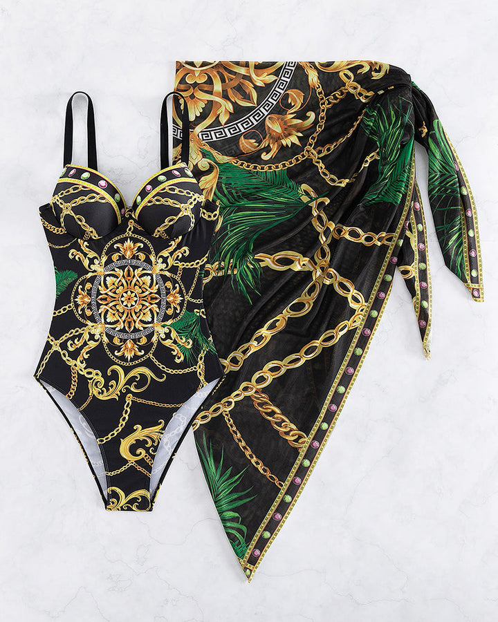 Darius | Maillot de bain une pièce avec effet push-up et jupe de plage assortie