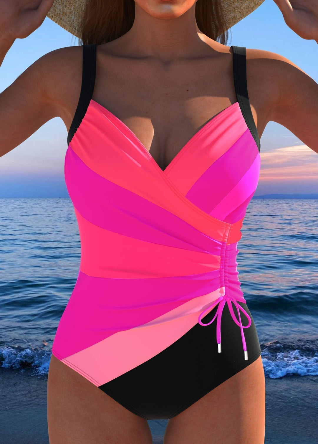 Maillot de Bain Luxe Croisé avec Imprimé Coloré