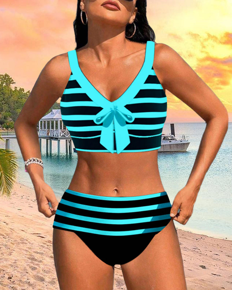 Laluna | Bikini rayé taille haute