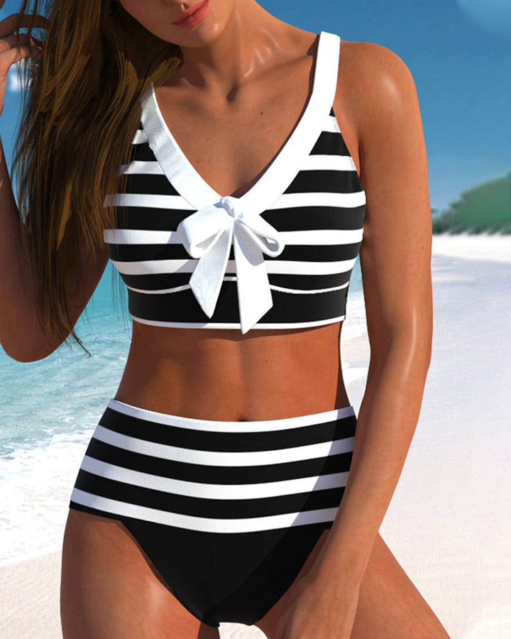 Laluna | Bikini rayé taille haute
