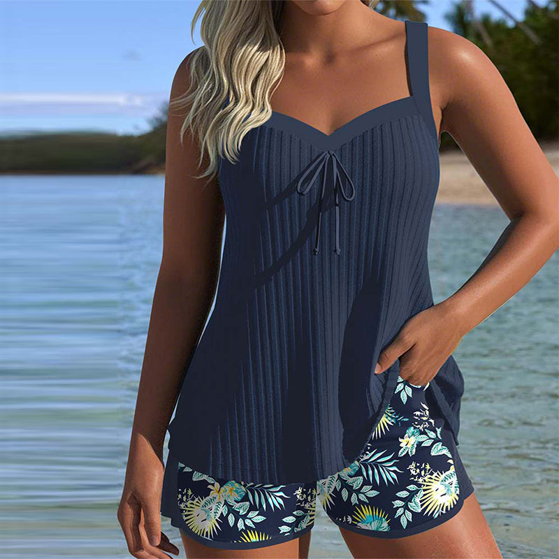Laluna | Tankini Rayé avec Bas de Maillot de Bain Deux Pièces