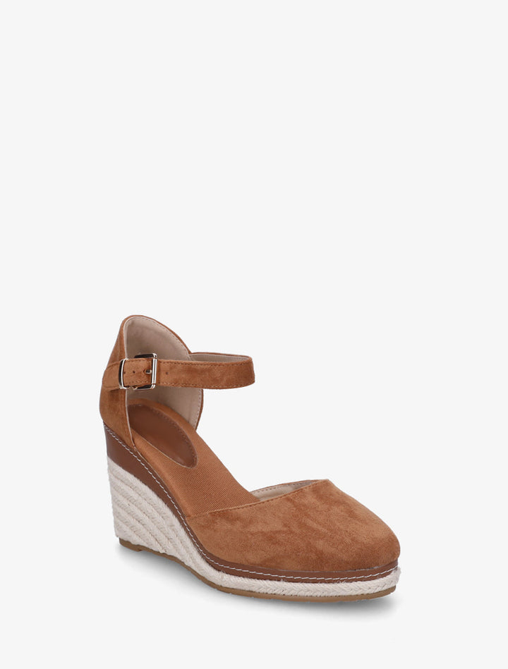 Espadrilles compensées en suédine - Camel