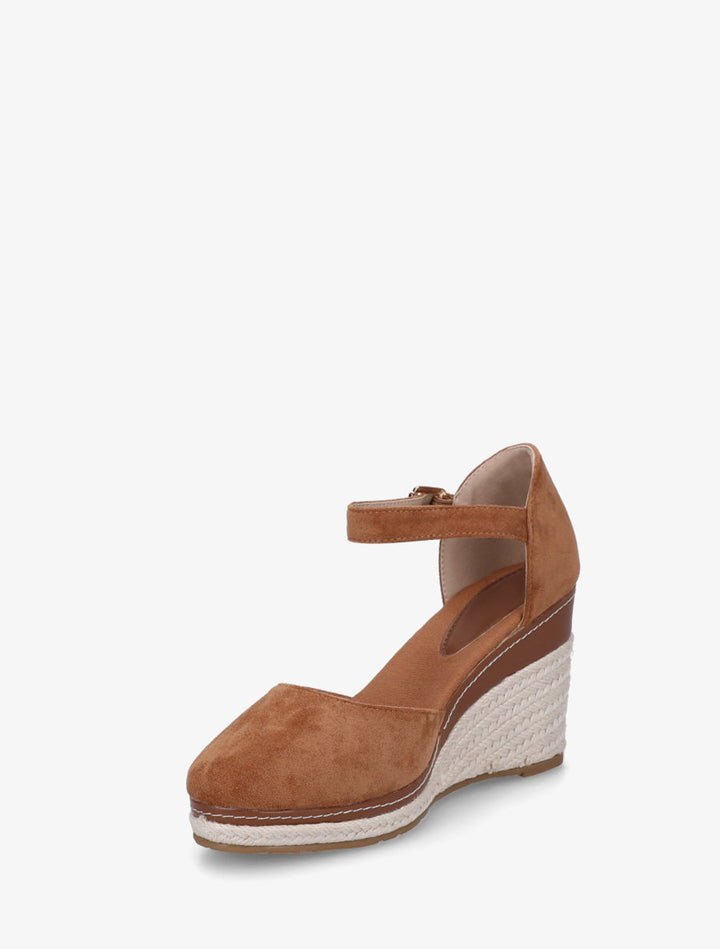 Espadrilles compensées en suédine - Camel