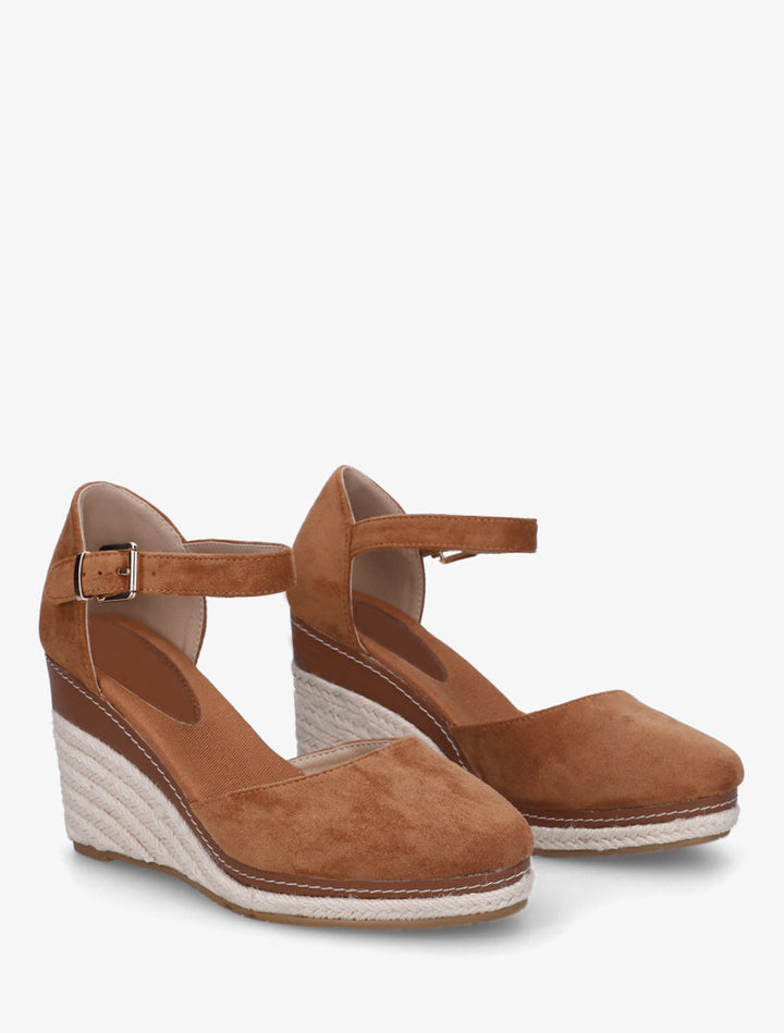 Espadrilles compensées en suédine - Camel