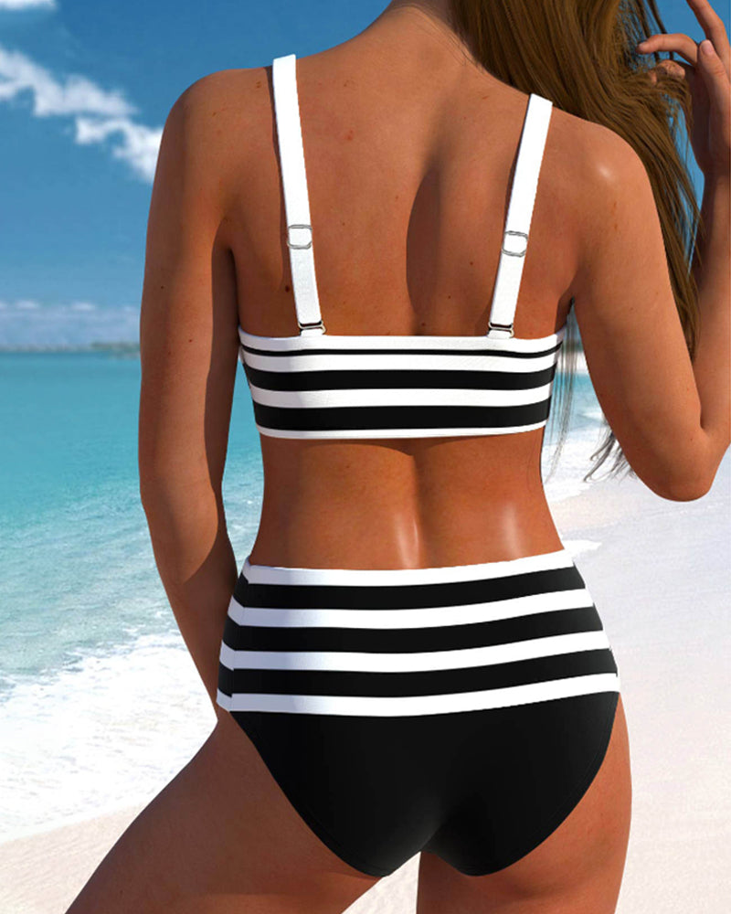 Laluna | Bikini rayé taille haute