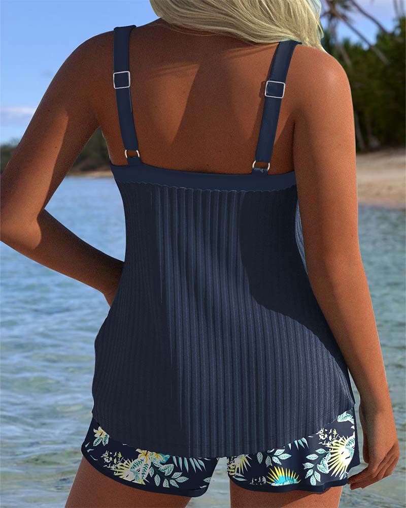 Laluna | Tankini Rayé avec Bas de Maillot de Bain Deux Pièces