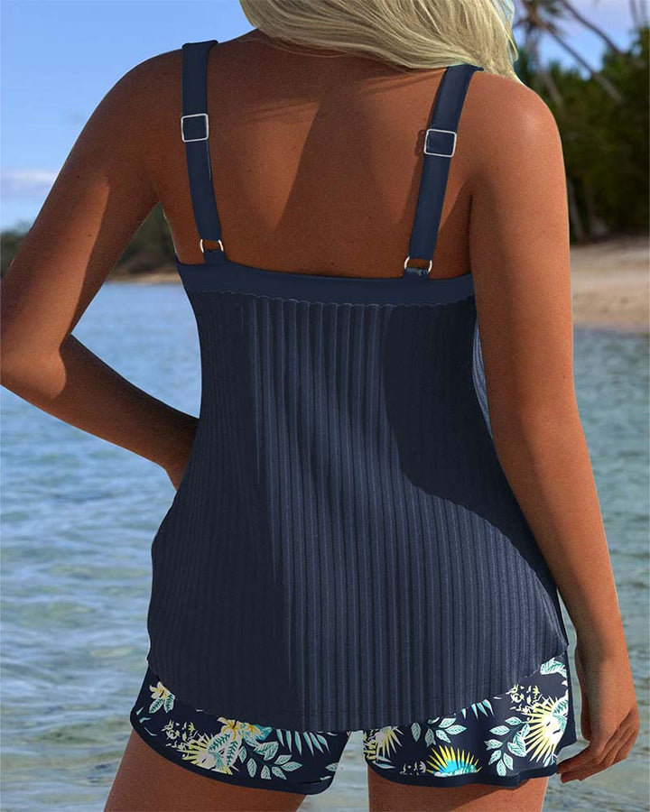 Laluna | Tankini Rayé avec Bas de Maillot de Bain Deux Pièces